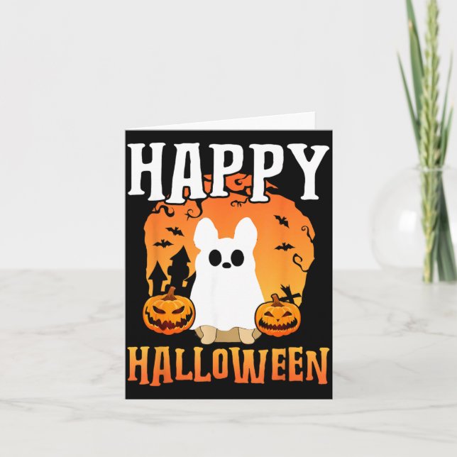 Happy Halloween Dog Ghost Card (Front)