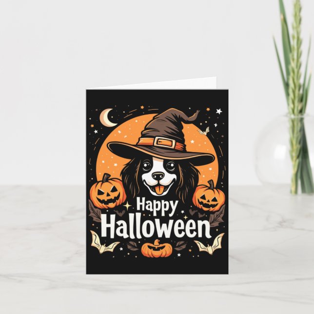 Happy Halloween Dog Long Sleeve Card (Front)