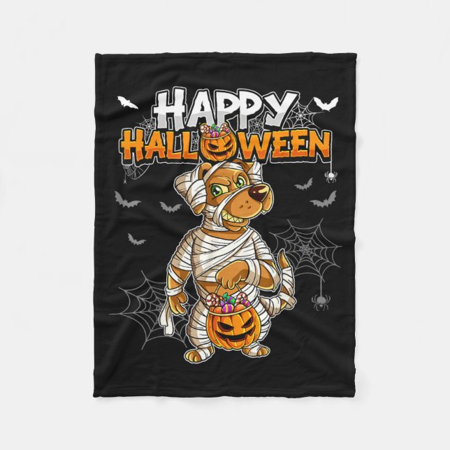 Happy Halloween Dog Mummy Fleece Blanket (Front)