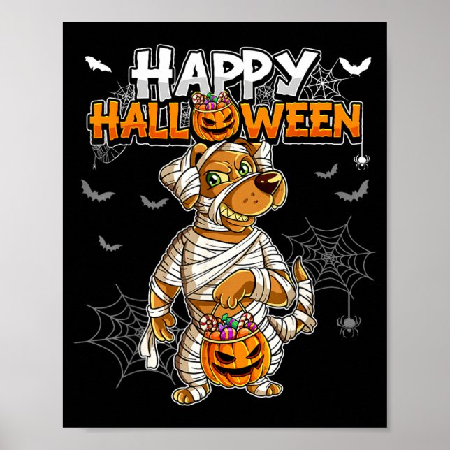 Happy Halloween Dog Mummy Poster (Front)