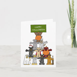 Happy Halloween Dogs in Costumes Card