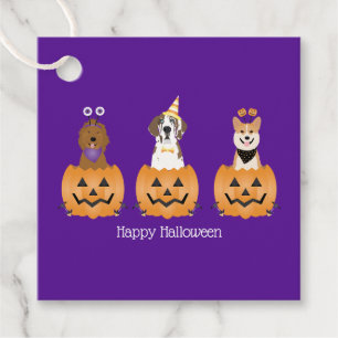 Happy Halloween Dogs In Pumpkins Favour Tags