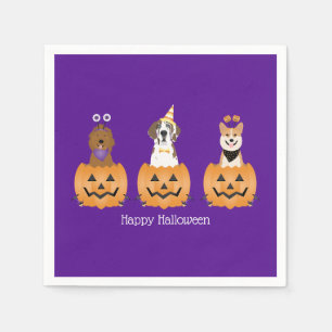 Happy Halloween Dogs In Pumpkins Napkin