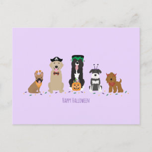Happy Halloween Dogs Purple Postcard