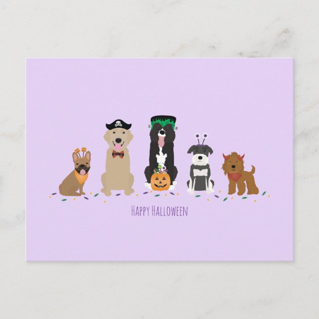 Happy Halloween Dogs Purple Postcard (Front)