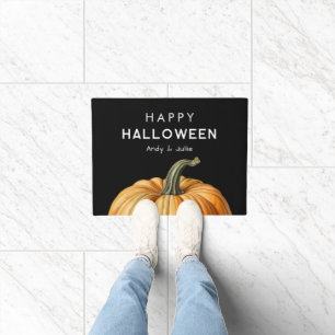 Happy Halloween doormat with big pumpkin