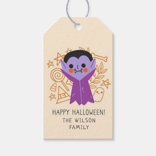 Happy Halloween Dracula  Gift Tags (Front)