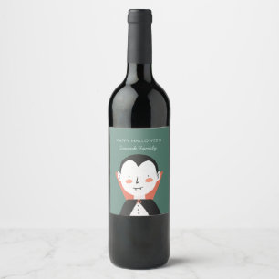 Happy Halloween Dracula  Wine Label