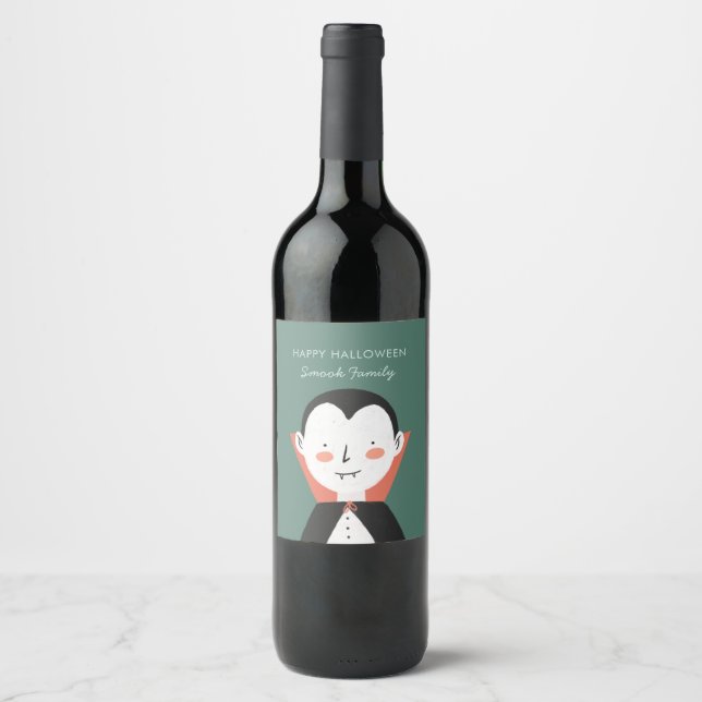 Happy Halloween Dracula  Wine Label (Front)