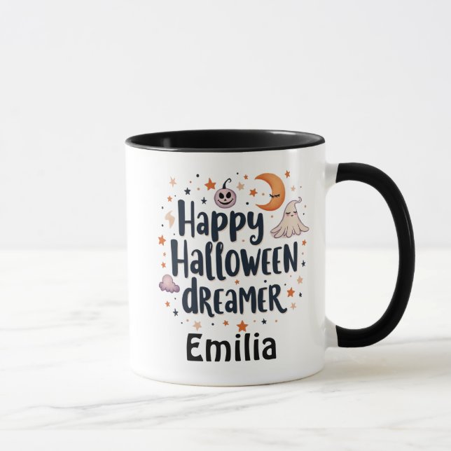 Happy Halloween Dreamer Custom Name Coffee Mug (Right)