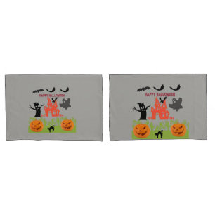 Happy Halloween Dripping Blood Font Bats Dancing Pillowcase