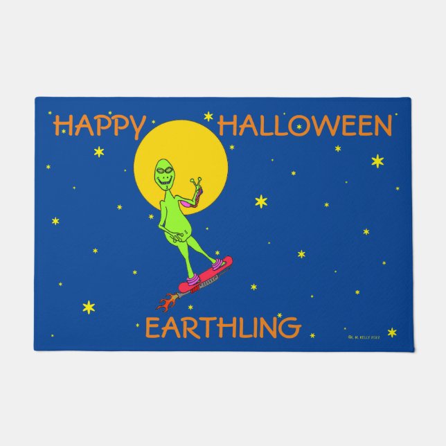 HAPPY HALLOWEEN EARTHLING DOORMAT (Front)