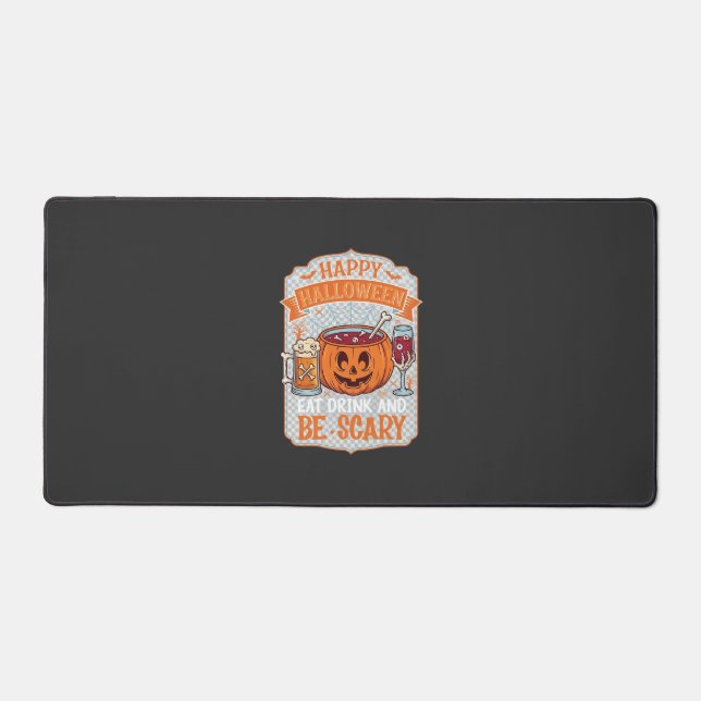 Happy Halloween Eat Drink Be Scary Pumpkin Cauldro Desk Mat (Front)
