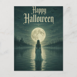 Happy Halloween Ethereal Gothic Moonlight Silhouet Holiday Postcard