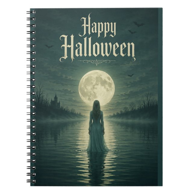 Happy Halloween Ethereal Gothic Moonlight Silhouet Notebook (Front)