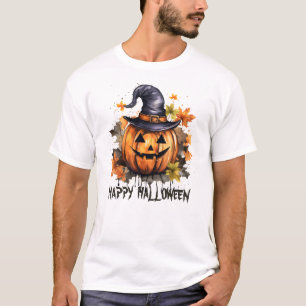 Happy Halloween Evil Grinning Pumpkin Art T-Shirt