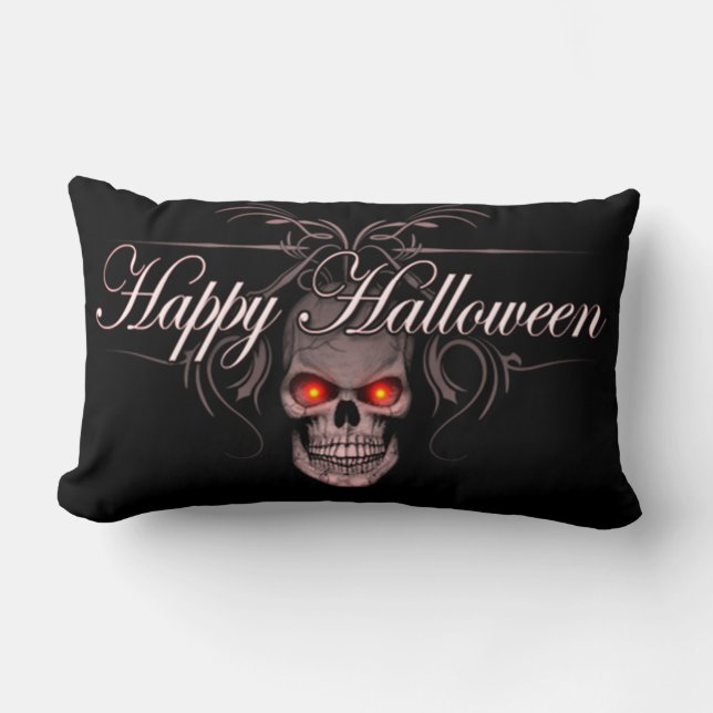 Happy Halloween Evil Skull Lumbar Cushion (Front)