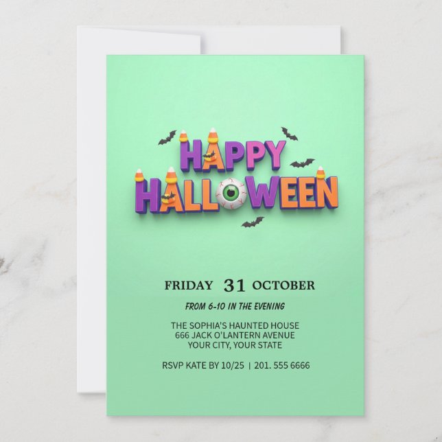Happy Halloween Eyeball Invitation (Front)