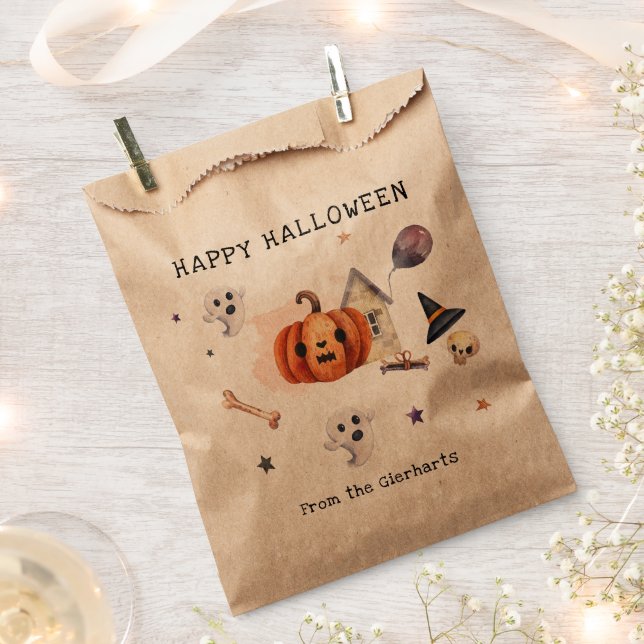 Happy Halloween Fall Family Party Skull Favour Bags (Clipped)