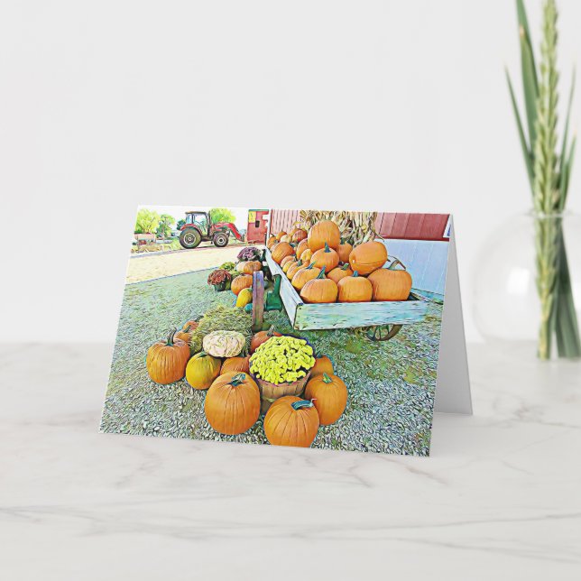 Happy Halloween Fall Pumpkin Display Card (Front)