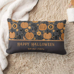 Happy Halloween Fall Pumpkin Family Name Lumbar Cushion