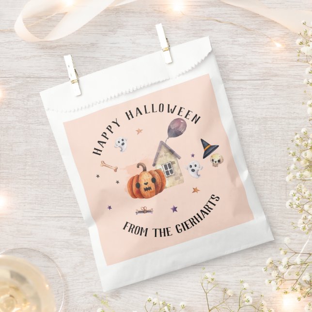 Happy Halloween Family Treats Custom Party Favour Bags (Clipped)