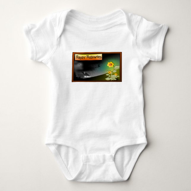 Happy Halloween & Flowers - Baby Bodysuit (Front)