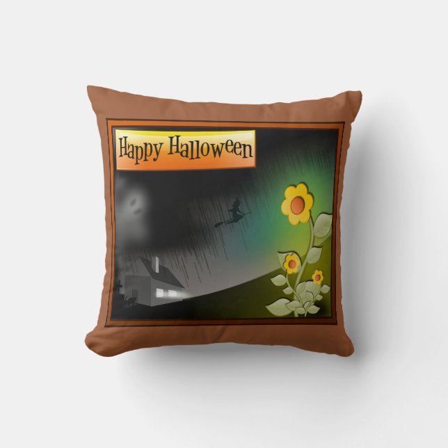 Happy Halloween & Flowers - Cushion (Front)