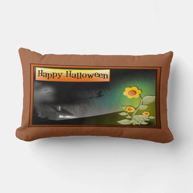 Happy Halloween & Flowers - Lumbar Cushion (Front)
