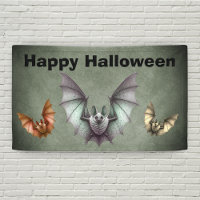 Happy Halloween Flying Creepy Bats Grunge Grey