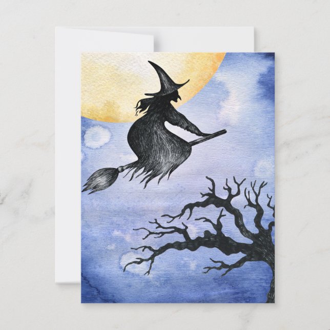 Happy Halloween Flying Witch Your Own Message (Front)
