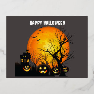 Happy Halloween Foil Holiday Post Card