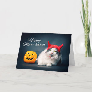 Happy Halloween For Anyone Cat in Devil Costume Holiday Card