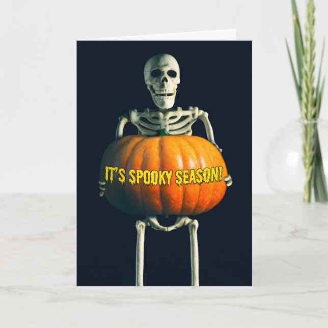 Happy Halloween For Anyone Spooky Season Skeleton  Holiday Card (Front)