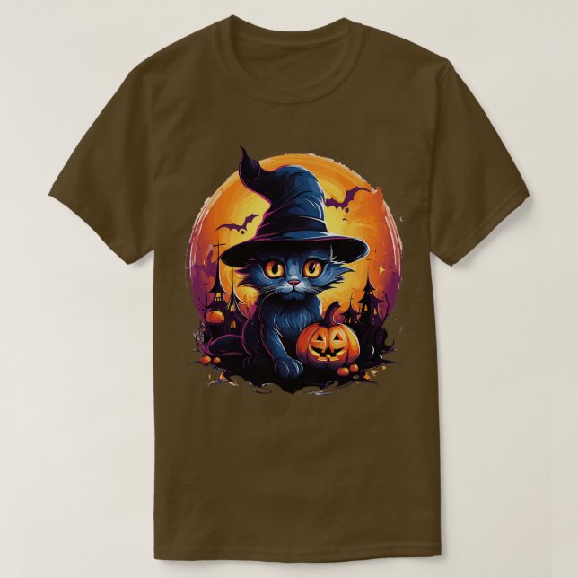 Happy Halloween For Cat T-Shirt (Design Front)