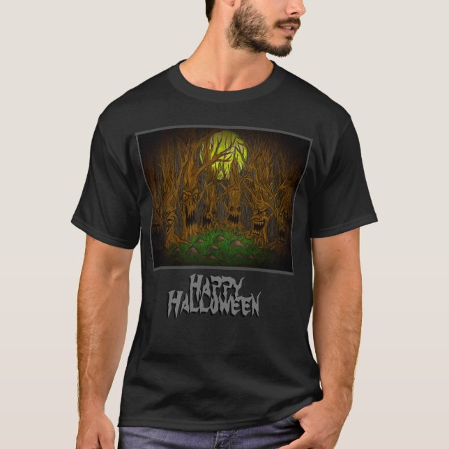 Happy Halloween Forest with Message T-Shirt (Front)