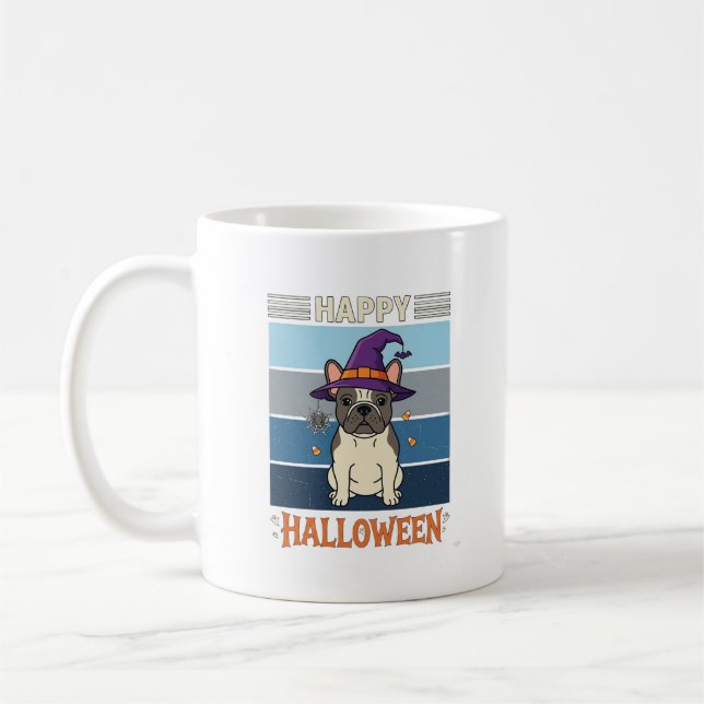 Happy Halloween French Bulldog Witch Spider Web Ca Coffee Mug (Left)
