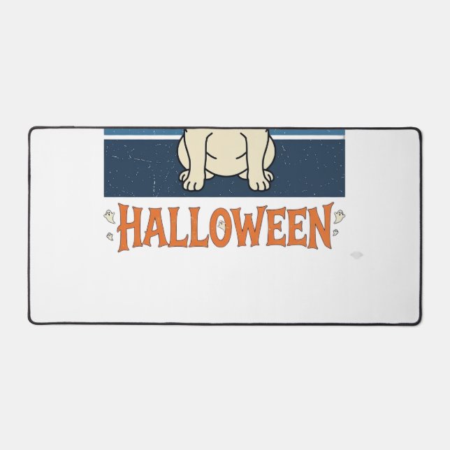 Happy Halloween French Bulldog Witch Spider Web Ca Desk Mat (Front)