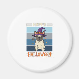 Happy Halloween French Bulldog Witch Spider Web Ca Magnet