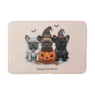 Happy Halloween French Bulldogs Bath Mat