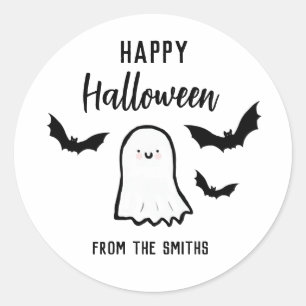 Happy Halloween Friendly Ghost Classic Round Sticker