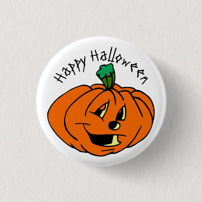 Happy Halloween, Friendly, Pumpkin Jack-o'-Lantern 3 Cm Round Badge (Front)