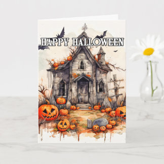 Happy Halloween | Frightful Old Haunted House Card