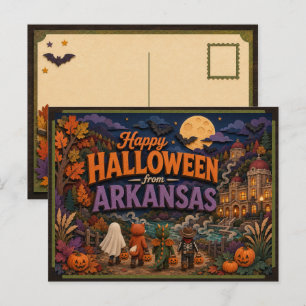 Happy Halloween From Arkansas Kids Postcard