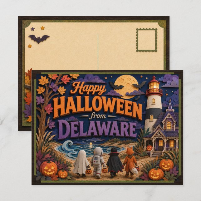 Happy Halloween From Delaware Kids Postcard (Front/Back)