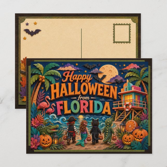 Happy Halloween From Florida Kids Postcard (Front/Back)