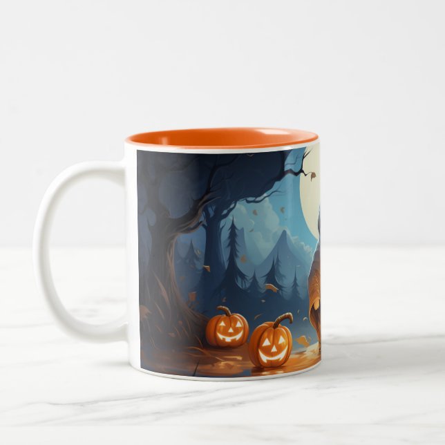 Happy Halloween From Ghost Two-Tone Coffee Mug (Left)