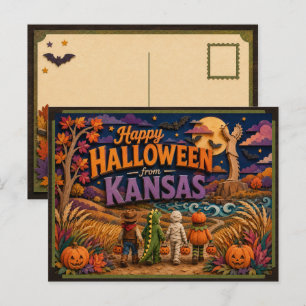 Happy Halloween From Kansas Kids Postcard