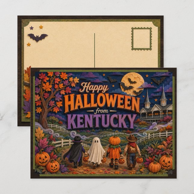 Happy Halloween From Kentucky Kids Postcard (Front/Back)