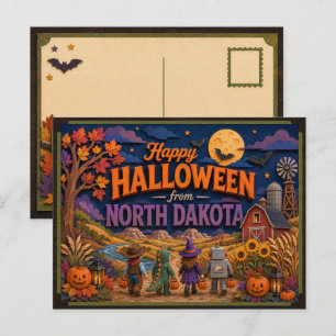 Happy Halloween From North Dakota Kids Postcard